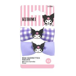Мини щипки за коса с панделка Kuromi- 2 бр.