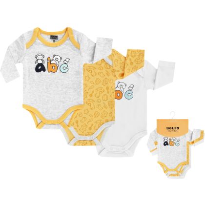Боди с дълъг ръкав - 3 бр. Jacky baby, Boley, UNISEX