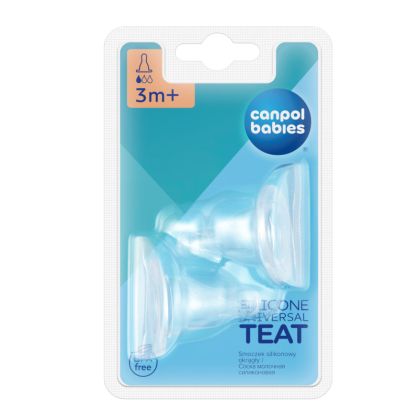 Антиколик силиконов  биберон Canpol babies,  3м+,  2 броя, slow