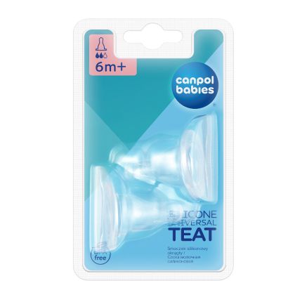 Антиколик силиконов  биберон Canpol babies, 6м+, 2 броя, medium