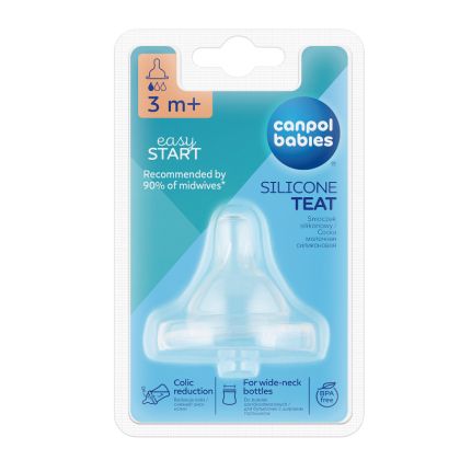 Антиколик силиконов биберон Canpol babies, Easy Start,  3м+, slow