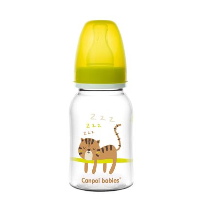 Шише за хранене Canpol babies, Transparent, 0м+, 120 мл., жълто