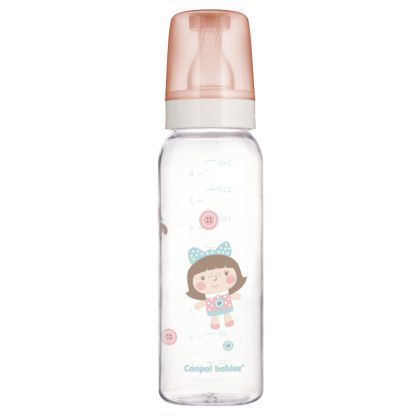 Стъклено шише Canpol babies,12м+, 240мл, корал
