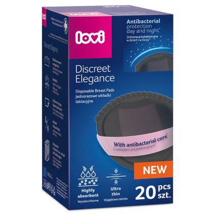 Подплънки за кърма с гел Lovi, Discreet Elegance, черни, 20 бр.