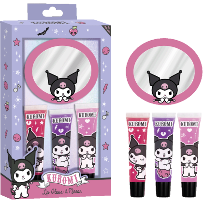 Комплект гланцове за устни с огледалце Kuromi