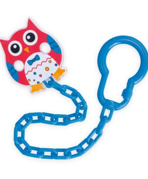 Клипс за залъгалка със синджир Canpol babies, Owls, червен