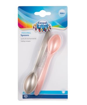Комплект лъжички за хранене Canpol babies, 4м+, 2бр., розови