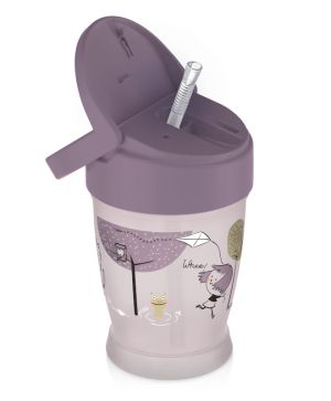 Чаша със сламка Lovi, JUNIOR, Lovely Girl, 250ml., розова