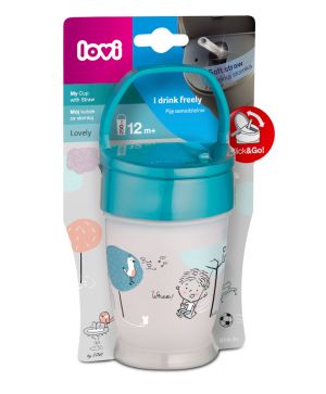 Чаша със сламка Lovi, JUNIOR, Lovely Boy, 250ml., синя