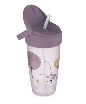 Чаша със сламка Lovi, JUNIOR, Lovely Girl, 350ml, розова