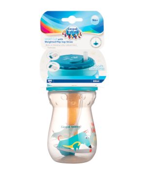 Чаша със силиконова сламка, Canpol babies, 350 мл, 12м+