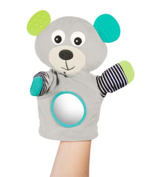 Кукла за ръка с чесалки Canpol babies, Bears, сива