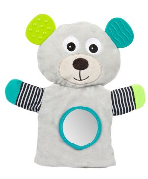 Кукла за ръка с чесалки Canpol babies, Bears, сива