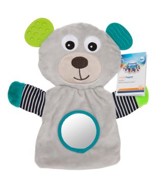 Кукла за ръка с чесалки Canpol babies, Bears, сива