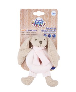 Мека играчка с дрънкалка Canpol babies, Bunny, розова
