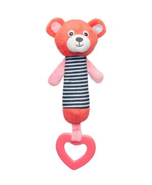 Мека играчка със свирка и чесалка Canpol babies, Bears, корал