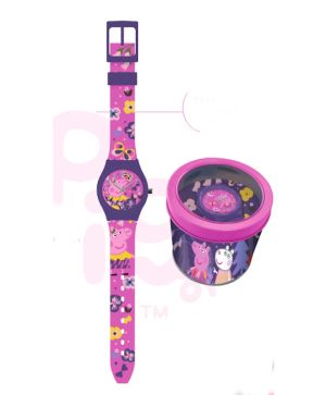 Аналогов часовник в метална кутия Peppa Pig