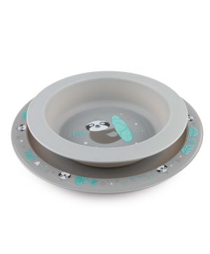 Комплект за хранене Canpol babies, EXOTIC ANIMALS, 2 части, сив