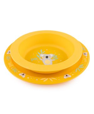 Комплект за хранене Canpol babies, EXOTIC ANIMALS, 2 части, жълт