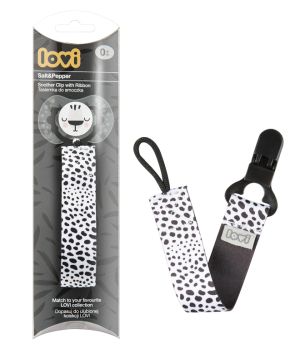 Клипс за залъгалка с лента LOVI, Salt and Papper