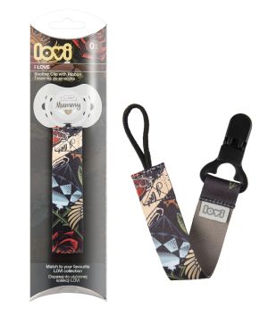 Клипс за залъгалка с лента LOVI, I Love