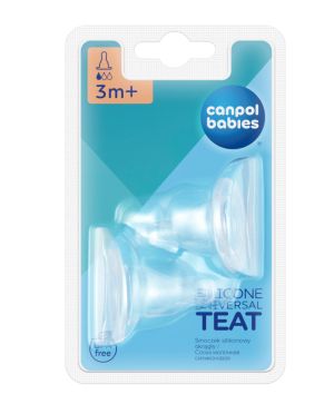 Антиколик силиконов  биберон Canpol babies,  3м+,  2 броя, slow