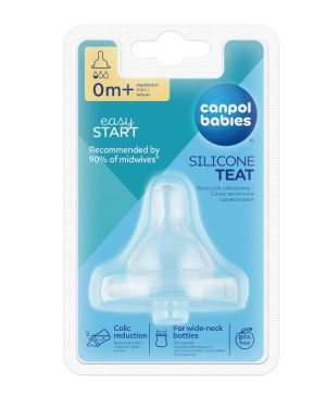 Антиколик силиконов биберон Canpol babies,  Easy Start, 0-3м, mini