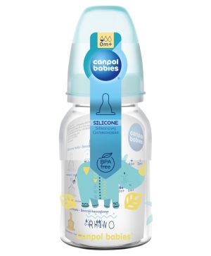 Шише за хранене Canpol babies, Transparent, 0м+, 120 мл., тюркоаз