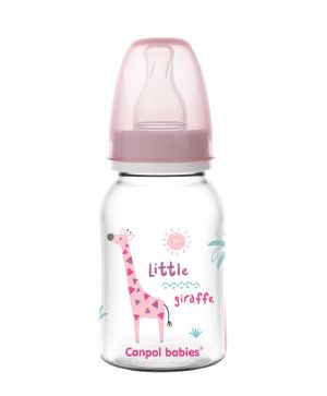 Шише за хранене Canpol babies, Transparent, 0м+, 120 мл., розово