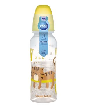 Шише за хранене Canpol babies, Transparent, 12м+, 250 мл., жълто