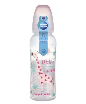 Шише за хранене Canpol babies, Transparent, 12м+, 250 мл., розово