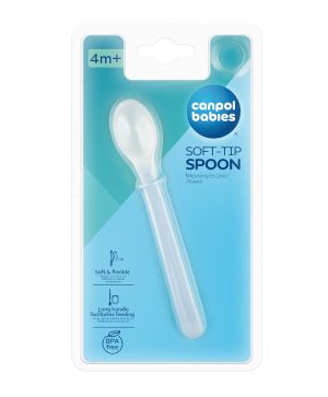 Силиконова лъжичка за хранене, Canpol babies, 4м+, синя