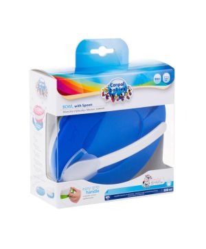 Купа за хранене с капаче и лъжица, Canpol babies, Little Cow, 9м+, синя