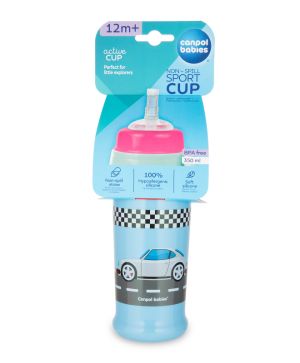 Преходна чаша със сламка Canpol babies, Racing, 350 мл.,12м+