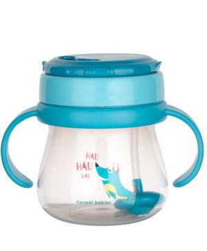 Чаша със силиконова сламка, Canpol babies, 250 мл, 12м+