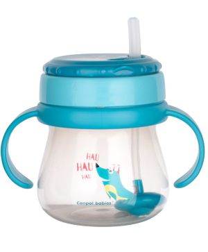 Чаша със силиконова сламка, Canpol babies, 250 мл, 12м+