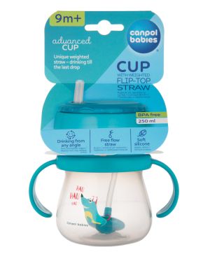 Чаша със силиконова сламка, Canpol babies, 250 мл, 12м+