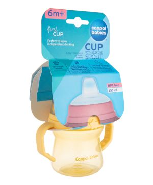Неразливаща се чаша Canpol babies, FirstCup, 150 мл., 6м+, жълта