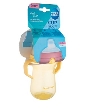 Неразливаща се чаша Canpol babies, FirstCup, 250 мл., 6м+, жълта