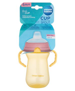 Неразливаща се чаша Canpol babies, FirstCup, 250 мл., 6м+, жълта