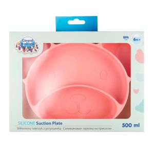 Силиконова чиния с вакуумен ринг Canpol babies, 500 мл., розова