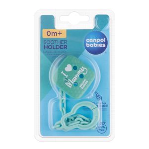 Клипс за залъгалка със синджир Canpol babies, I Love Mummy, зелен