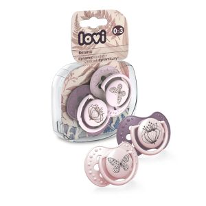 Силиконови залъгалки 2 бр. LOVI, Botanic,  0-3м, розова