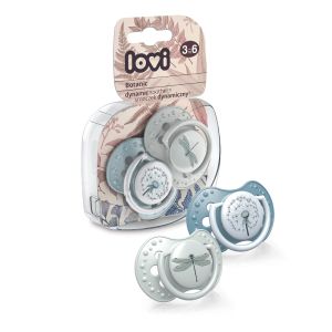 Силиконови залъгалки LOVI, Botanic, 2 бр, 3-6 м, сини