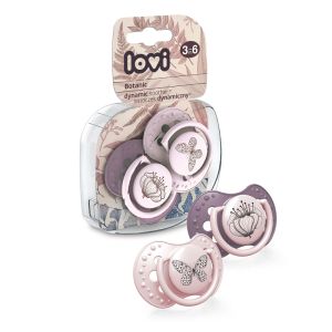 Силиконови залъгалки LOVI, Botanic, 2 бр, 3-6 м, розови