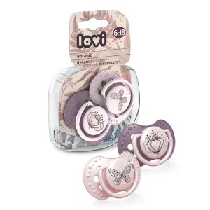 Силиконови залъгалки LOVI, Botanic, 2 бр, 6-18 м, розови
