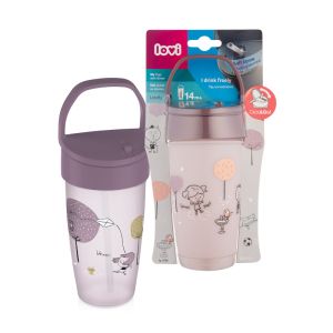 Чаша със сламка Lovi, JUNIOR, Lovely Girl, 350ml, розова