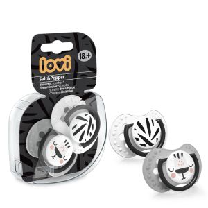 Силиконови залъгалки Lovi, Salt & Pepper, 2 бр, 18м.+