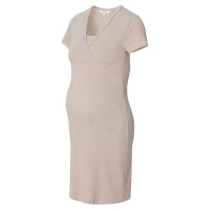 Нощница за бременност и кърмене Noppies, бежов меланж, органичен памук