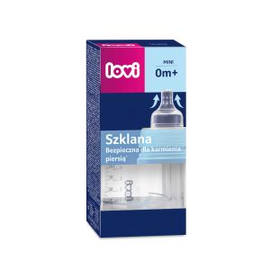 Стъклено шише Lovi, Baby Shower boy, 150 мл, синьо, 0м.+